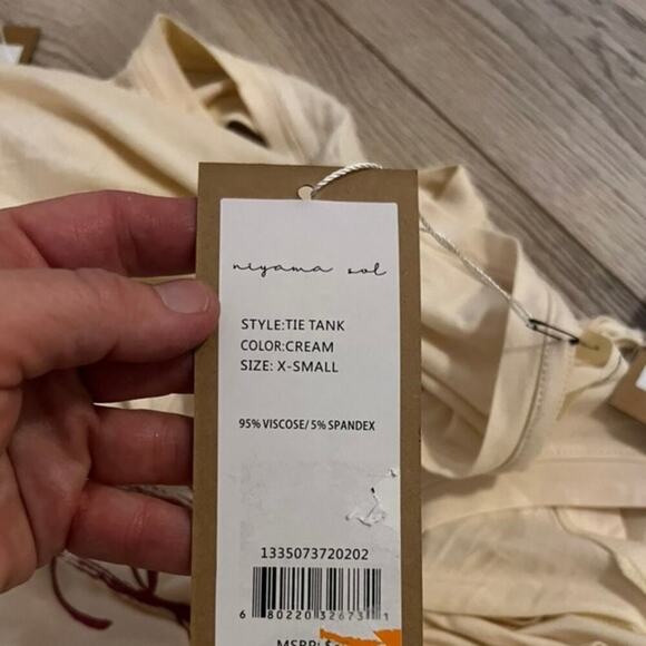 NWT Niyama Sol Stay Wild Cream tie tank size XS yoga lightweight - Picture 8 of 8